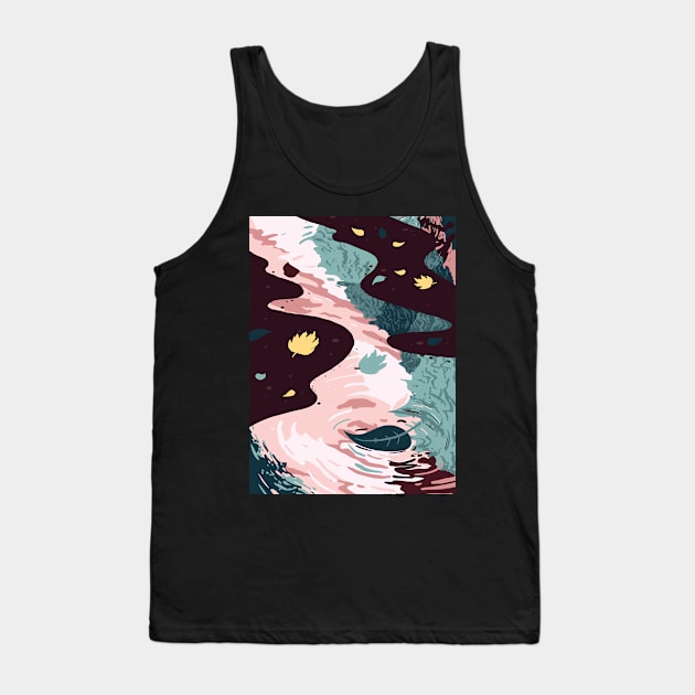 Leaf in Puddle Tank Top by Nathan Watkins Design